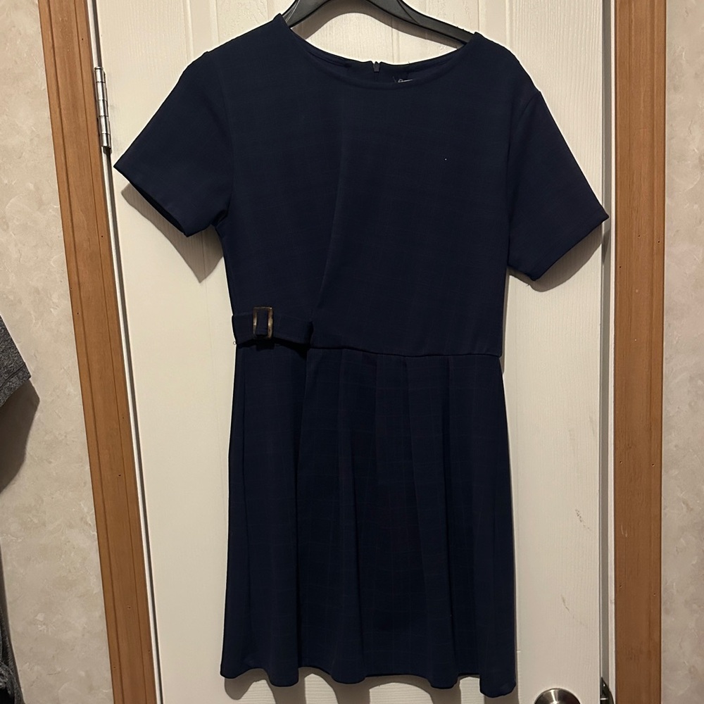 Navy Blue Short Sleeve Dress